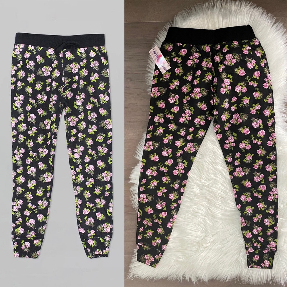 Girls Floral Joggers Size L (SZ 14)